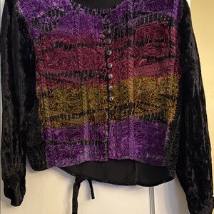 Multicolor Velvet Button-Up Women's Top